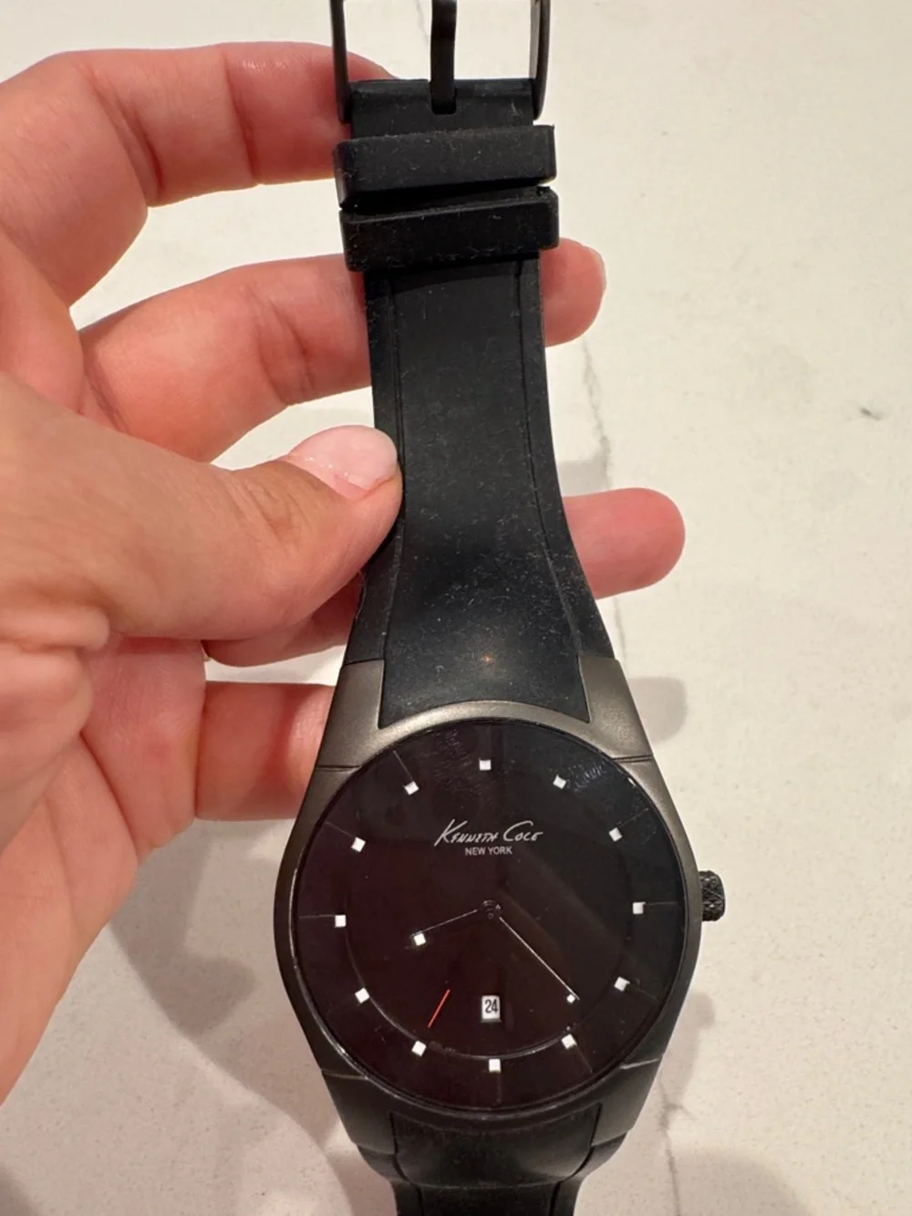 Kenneth Cole Black Minimalist Silicone Strap Watch